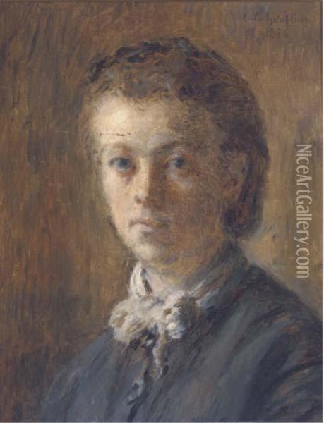 Portrait Of A Woman Oil Painting - Adolphe Felix Cals