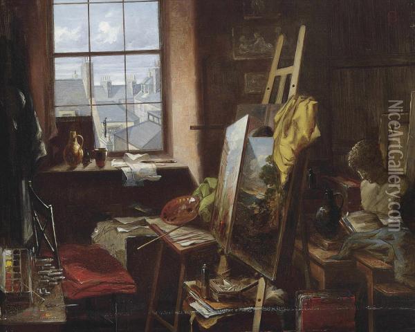 The Studio Oil Painting - Charles Halkerston