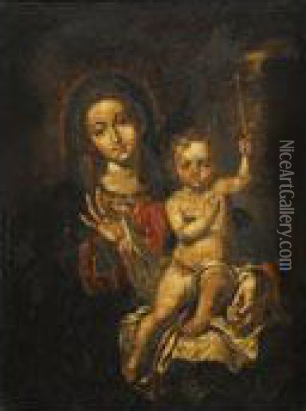 Virgen Con Elnino Oil Painting - Jose Risueno