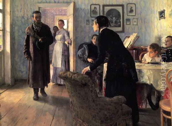 Unexpected Visitors (or They did not Expect Him) Oil Painting - Ilya Efimovich Efimovich Repin
