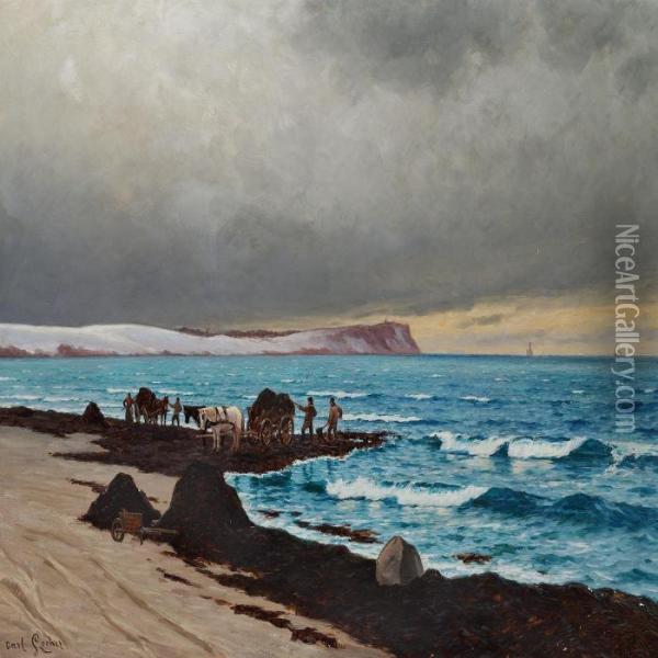 Seaweed Collectors On The Beach Oil Painting - Carl Locher