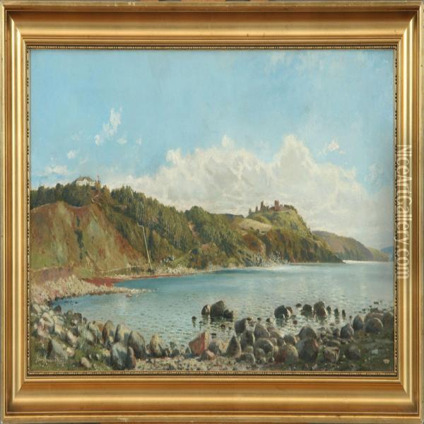 Scenery From Bornholm With Hammershus Oil Painting - Henry Brokmann-Knudsen