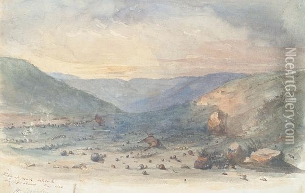 'valley Of Death Behind Our Left Attack' July 1855 (crimea)' Oil Painting - Captain Williamn Brabazon Urmsto