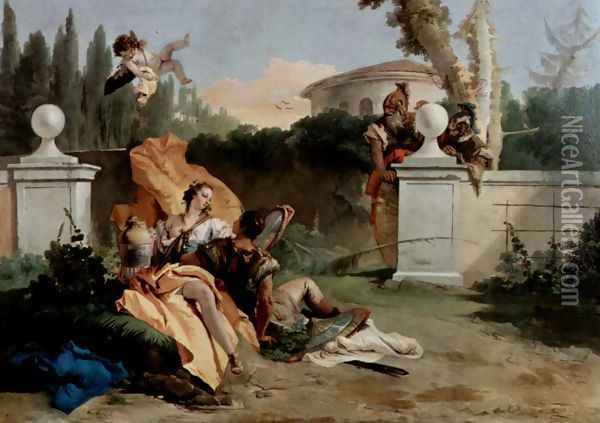 Rinaldo and Armida, Ubaldo and Carlo Oil Painting - Giovanni Battista Tiepolo