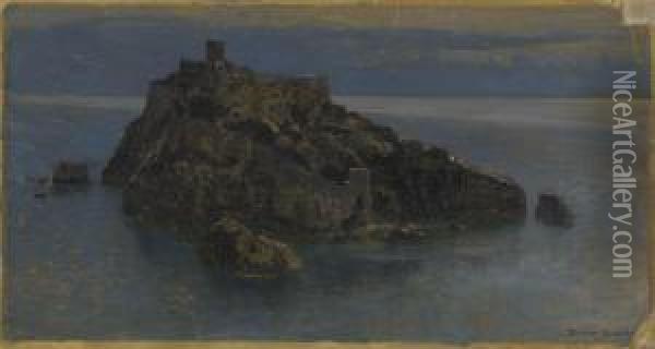 Blaue Insel (isola Di Bergeggi Bei Spotorno) Oil Painting - Eugen Felix Prosper Bracht
