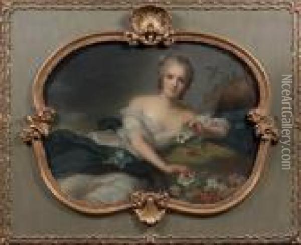 Portrait De Madame Henriette Sous La Figure De Flore Oil Painting - Jean-Marc Nattier