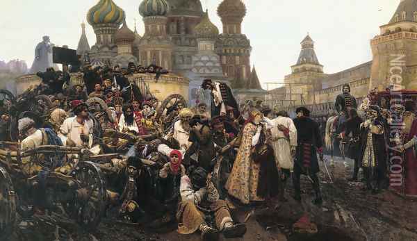 The Morning of the Execution of the Streltsy in 1698, 1881 Oil Painting - Vasilij Ivanovic Surikov