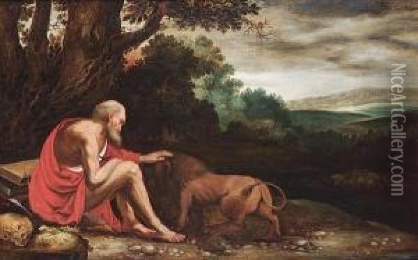 Saint Jerome In The Wilderness Oil Painting - Johann Konig