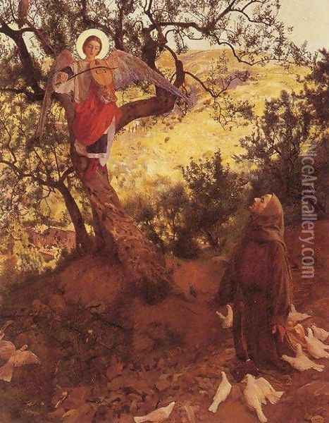 Francis of Assisi and the Heavenly Melody Oil Painting - Frank Cadogan Cowper