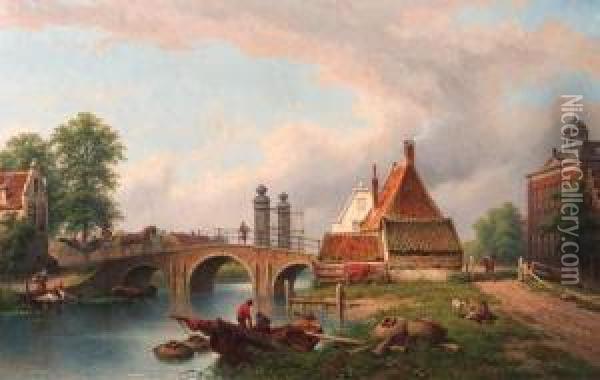Het Rechthuys In Watergraafsmeer, Amsterdam Oil Painting - Eduard Alexander Hilverdink