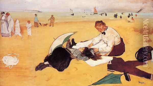 Beach Scene Oil Painting - Edgar Degas