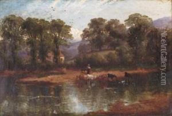 At Llanellen On The Usk Oil Painting - Joseph Thors