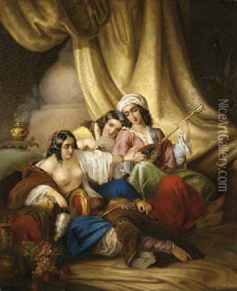 The Harem Serenade Oil Painting - Alexandre Marie Colin