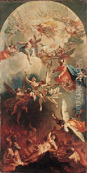 Tha Madonna Interceding For Souls In Purgatory Oil Painting - Francesco Salvator Fontebasso