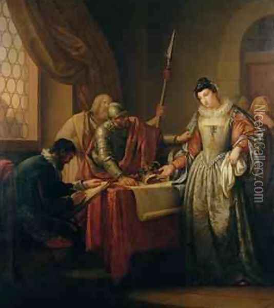 The Abdication of Mary Queen of Scots 1542-87 Oil Painting - Gavin Hamilton