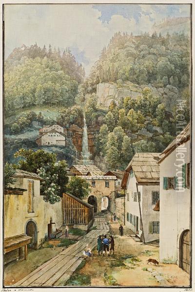 Hallstatt Oil Painting - Thomas Ender