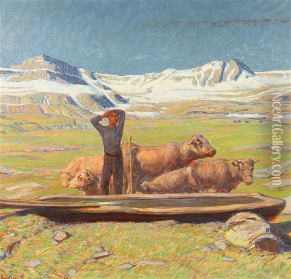 Alpenfruhling Oil Painting - Erich Erler-Samedan