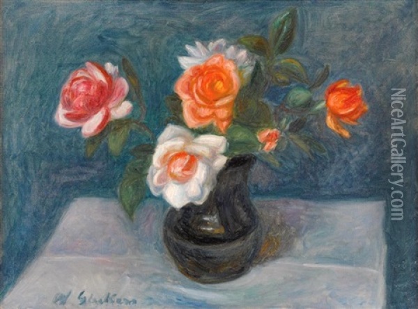 Flowers On A Table Oil Painting - William Glackens