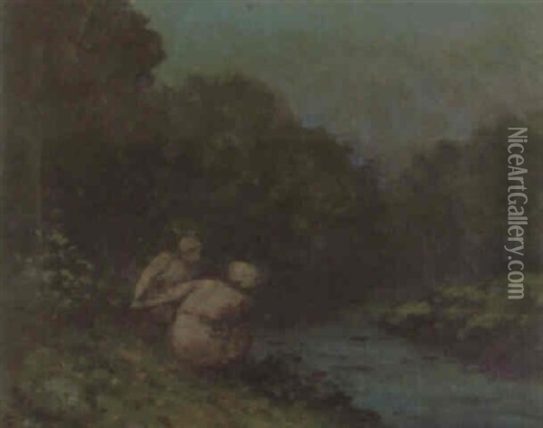 Bathers By A River Oil Painting - George Russell
