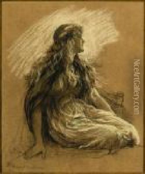 Study Of Gladys Cooper Oil Painting - Herbert Thomas Dicksee