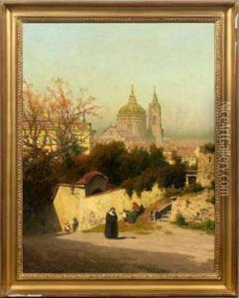 Ansicht Von Prag Oil Painting - Heinrich Tomec