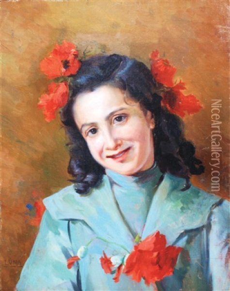 Retrato De Nina Oil Painting - Juan (Count) Luna y Novicio