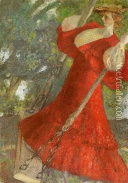 Femme A La Balancoire Oil Painting - Francisco Gonzales de Itturrino