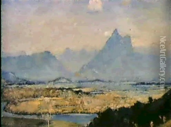 Mt Warning And The Macpherson Rangees, N.s.w. 1920 Oil Painting - Thomas William Roberts