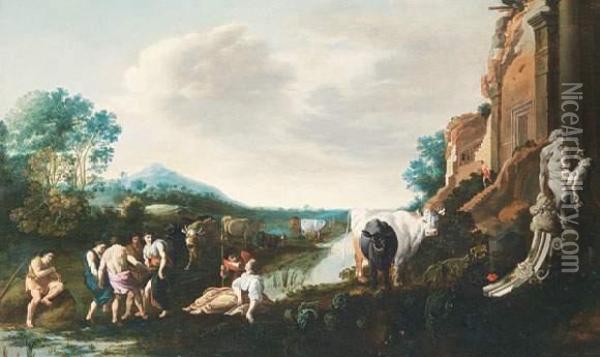 La Danse Champetre Oil Painting - Moyses or Moses Matheusz. van Uyttenbroeck