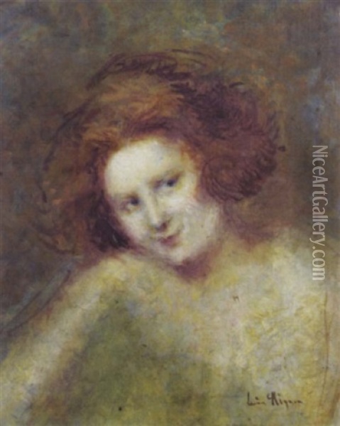 Portrait De Jeune Fille Oil Painting - Lucien Rene Mignon