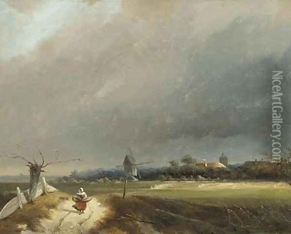 A view of Dalfsen Oil Painting - Johan Gerard Smits