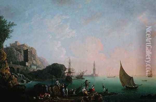 Italian Port Scene 2 Oil Painting - Thomas Patch