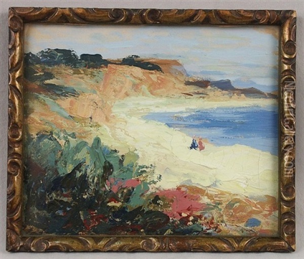 Figures On A Beach, La Jolla, California Oil Painting - Robert Henri