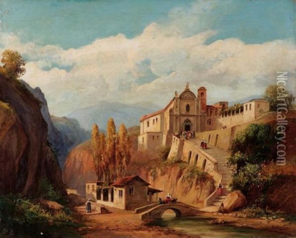 L'abbazia Di Cava Dei Tirreni Oil Painting - Salvatore Fergola
