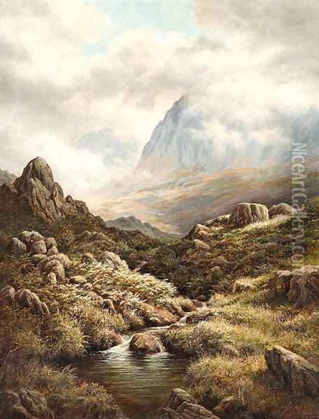 A flourishing mountainous landscape Oil Painting - Frederick E. Robertson