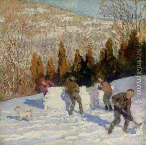 The Snow House Oil Painting - Francis Luis Mora