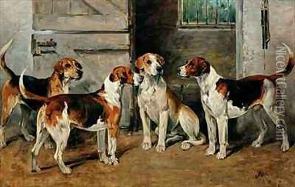 Study of Hounds Oil Painting - John Emms