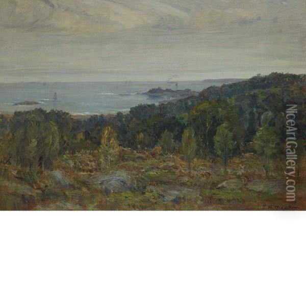 Coastal Landscape, New England Oil Painting - Lewis Henry Meakin