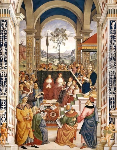 No. 8 Pope Pius II at the Congress of Mantua 2 Oil Painting - Bernardino di Betto (Pinturicchio)
