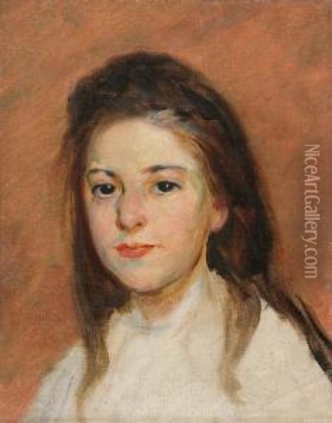 Portret Mlodej Dziewczyny Oil Painting - Tadeusz Popiel
