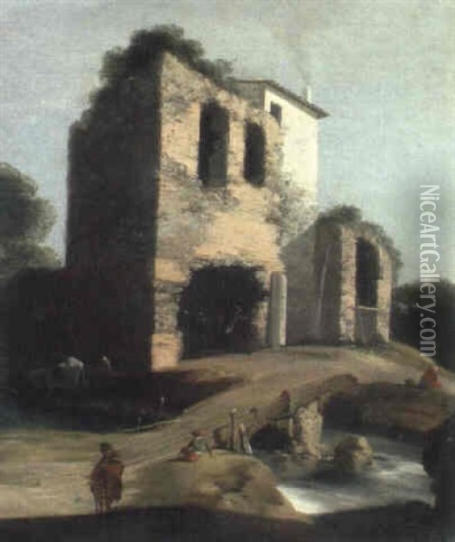 Sudliche Landschaft Mit Ruine Oil Painting - Charles Cornelisz de Hooch