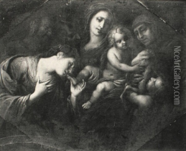 Madonna And Child With Sts. Elizabeth, Catherine And St. John The Baptist Oil Painting - Giulio Cesare Procaccini