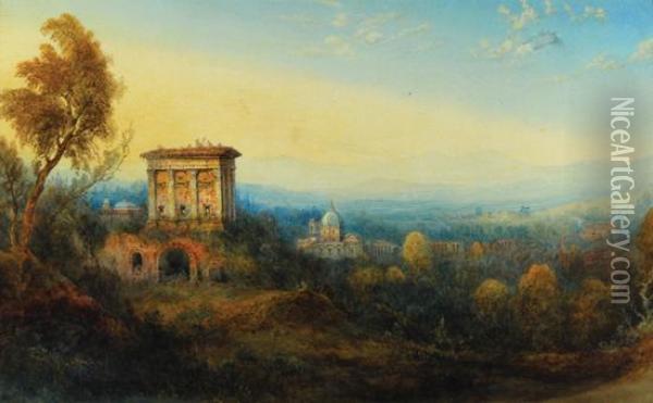 A View Near Rome From The Road Leading To Praeneste Oil Painting - William Crouch