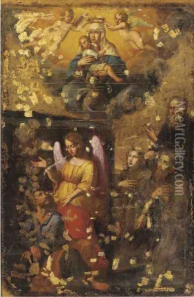 The Madonna and Child enthroned Oil Painting - School Of The Veneto