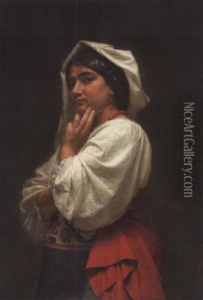 Junge Zigeunerin In Tracht Oil Painting - Vilhelm (Johan V.) Gertner