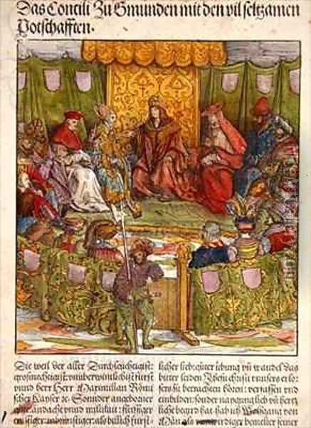 The Council of Gmunden with Important Foreign Visitors Oil Painting - Hans Burgkmair the elder