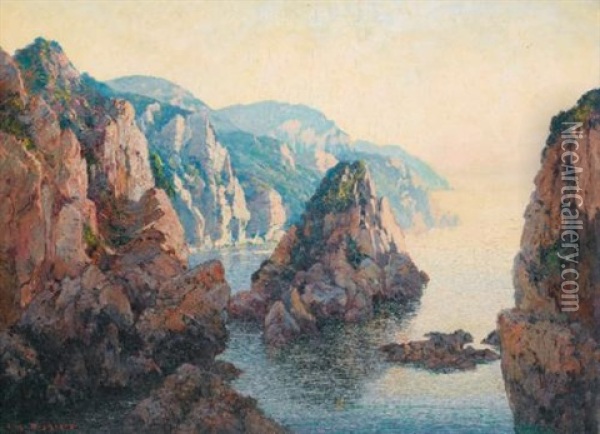 Calanques Vers Bougie Oil Painting - Eugene F. A. Deshayes