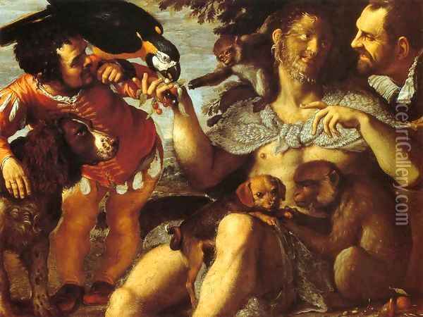 Hairy Harry, Mad Peter and Tiny Amon Oil Painting - Agostino Carracci