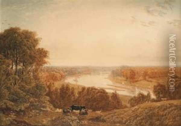 View From Richmond Hill Oil Painting - George Jnr Barrett