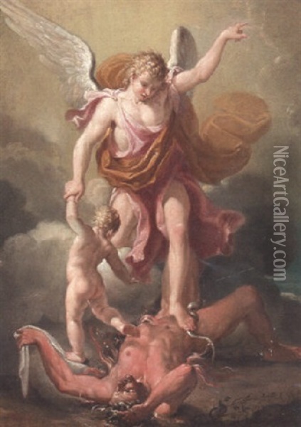 Saint Michael Triumphing Over Evil Oil Painting - Camillo Procaccini